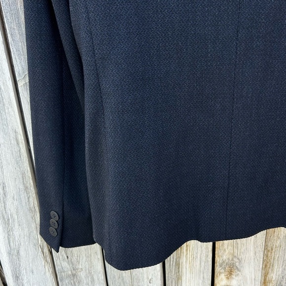 Elie Tahari Single Button Tweed Blazer Viscose Polyester Navy Blue 6 - Picture 12 of 15